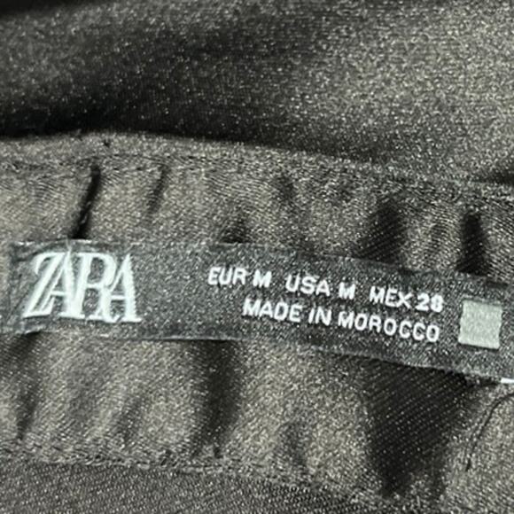 Zara Black Silk Satin Spaghetti Strap Cami Camisole Midi Tank Slip Dress Size M - Picture 8 of 10